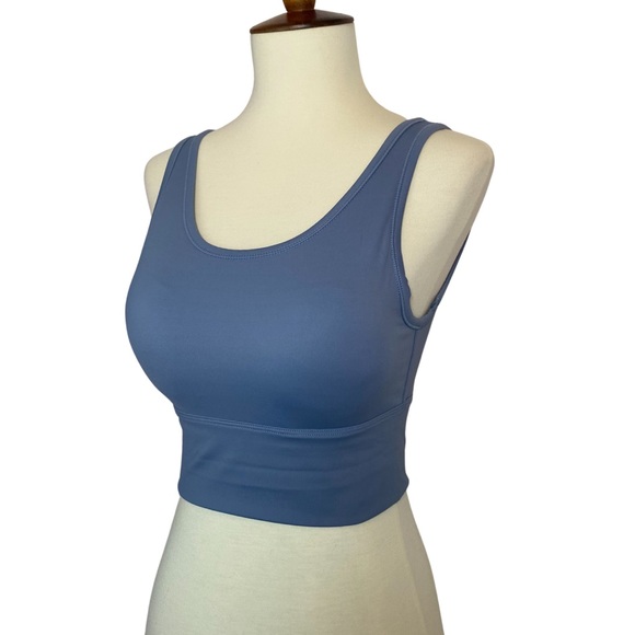 Ocean Blue Yoga Sport Halter Low Back Crop Top - Picture 12 of 16